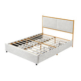 Classic steamed bread shaped backrest, metal frame, solid wood ribs, with four storage drawers, sponge soft bag, comfortable and elegant atmosphere, light gray, Full size, F bed