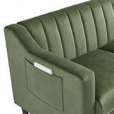 Modern Upholstered Tufted Accent Chair, Velvet Fabric Single Sofa Side Chair, Comfy Barrel Club Living Room Armchair with Solid Wood Legs for Bedroom Living Reading Room Office