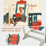 Kids Swing-N-Slide with Bus Play Structure; Freestanding Bus Toy with Slide&Swing for Toddlers; Bus Slide Set with Basketball Hoop