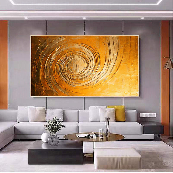 Hand Painted Oil Painting Abstract Gold Circle Oil Painting on Canvas Large Wall Art Original Minimalist Wall Art Golden Decor Custom Painting Living Room Home Decor