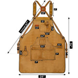 Durable Work Apron with Tool Pockets Heavy Duty Unisex Canvas Adjustable Cross-Back Straps Apron For Carpenter Painting Home BBQ