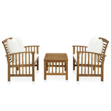 3 Piece Patio Lounge Set with Cushions Solid Acacia Wood