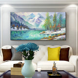 Hand Painted Oil Painting Snow mountain oil painting Large original oil painting Abstract art on canvas Living room oil painting Wall art nature home decor Art