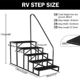 Hot Tub Steps Outdoor, 2 RV Steps with Handrail, Portable RV Stairs 3 Step, Heavy Duty Truck Camper Steps Ladders for Travel Trailers, 5th Wheel, Motor Home, Spa, and Porch