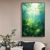 Hand Painted Oil Painting Abstract Water Scenery Oil Painting on Canvas Original Landscape Painting Living Room Home Decor Green Wall Art Custom Plant Painting