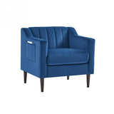 Modern Upholstered Tufted Accent Chair, Velvet Fabric Single Sofa Side Chair, Comfy Barrel Club Living Room Armchair with Solid Wood Legs for Bedroom Living Reading Room Office