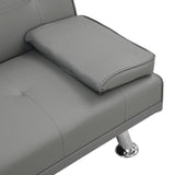 sofa bed with Armrest two holders WOOD FRAME, STAINLESS LEG, FUTON SOFA PVC