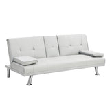 sofa bed with Armrest two holders WOOD FRAME, STAINLESS LEG, FUTON SOFA PVC