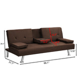 sofa bed with Armrest two holders WOOD FRAME, STAINLESS LEG, FUTON SOFA PVC