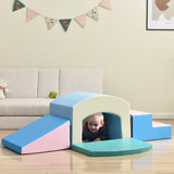 Soft Foam Playset for Toddlers; Safe SoftZone Single-Tunnel Foam Climber for Kids; Lightweight Indoor Active Play Structure with Slide Stairs and Ramp for Beginner Toddler Climb and Crawl