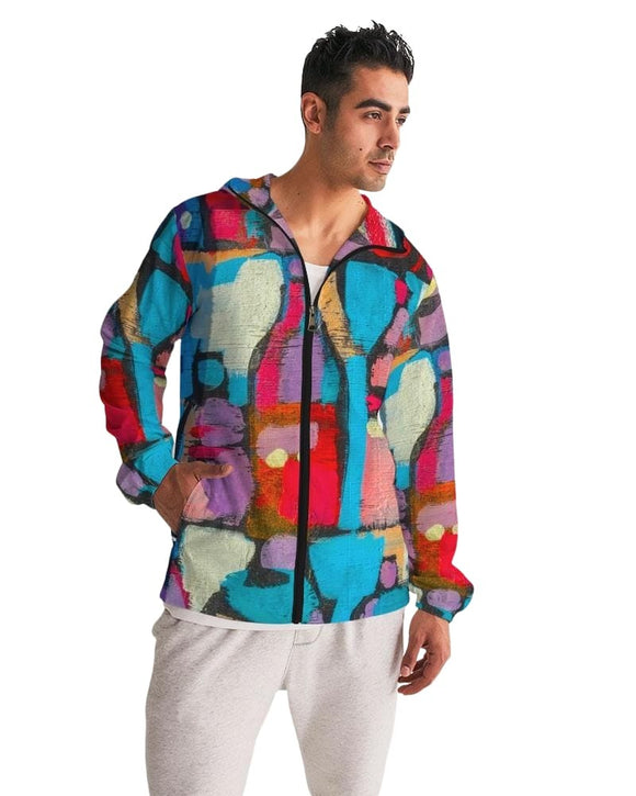 Mens Hooded Windbreaker - Multicolor Casual/sports Water Resistant Jacket - J7n50x