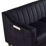 Modern Upholstered Tufted Accent Chair, Velvet Fabric Single Sofa Side Chair, Comfy Barrel Club Living Room Armchair with Solid Wood Legs for Bedroom Living Reading Room Office