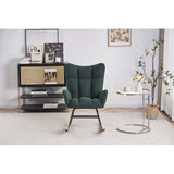 Rocking Chair Nursery, Solid Wood Legs Reading Chair with Teddy Fabirc Upholstered , Nap Armchair for Living Rooms, Bedrooms, Offices, Best Gift,Teddy fabric