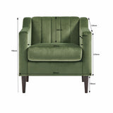 Modern Upholstered Tufted Accent Chair, Velvet Fabric Single Sofa Side Chair, Comfy Barrel Club Living Room Armchair with Solid Wood Legs for Bedroom Living Reading Room Office
