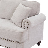 82" Chenille modern Upholstered Sofas 2 Seater Couches with Nails and Armrests (White)