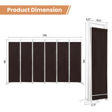 6 Feet 6-Panel Room Divider with Steel Support Base