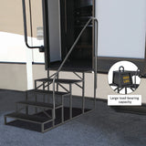 Hot Tub Steps Outdoor, 2 RV Steps with Handrail, Portable RV Stairs 3 Step, Heavy Duty Truck Camper Steps Ladders for Travel Trailers, 5th Wheel, Motor Home, Spa, and Porch