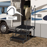 Hot Tub Steps Outdoor, 2 RV Steps with Handrail, Portable RV Stairs 3 Step, Heavy Duty Truck Camper Steps Ladders for Travel Trailers, 5th Wheel, Motor Home, Spa, and Porch