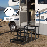Hot Tub Steps Outdoor, 2 RV Steps with Handrail, Portable RV Stairs 3 Step, Heavy Duty Truck Camper Steps Ladders for Travel Trailers, 5th Wheel, Motor Home, Spa, and Porch