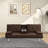 sofa bed with Armrest two holders WOOD FRAME, STAINLESS LEG, FUTON SOFA PVC