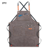 Durable Work Apron with Tool Pockets Heavy Duty Unisex Canvas Adjustable Cross-Back Straps Apron For Carpenter Painting Home BBQ