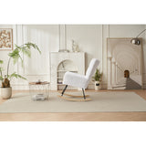 Rocking Chair Nursery, Solid Wood Legs Reading Chair with Teddy Fabirc Upholstered , Nap Armchair for Living Rooms, Bedrooms, Offices, Best Gift,Teddy fabric