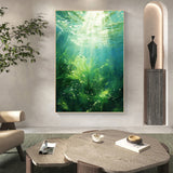 Hand Painted Oil Painting Abstract Water Scenery Oil Painting on Canvas Original Landscape Painting Living Room Home Decor Green Wall Art Custom Plant Painting