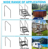 Hot Tub Steps Outdoor, 2 RV Steps with Handrail, Portable RV Stairs 3 Step, Heavy Duty Truck Camper Steps Ladders for Travel Trailers, 5th Wheel, Motor Home, Spa, and Porch