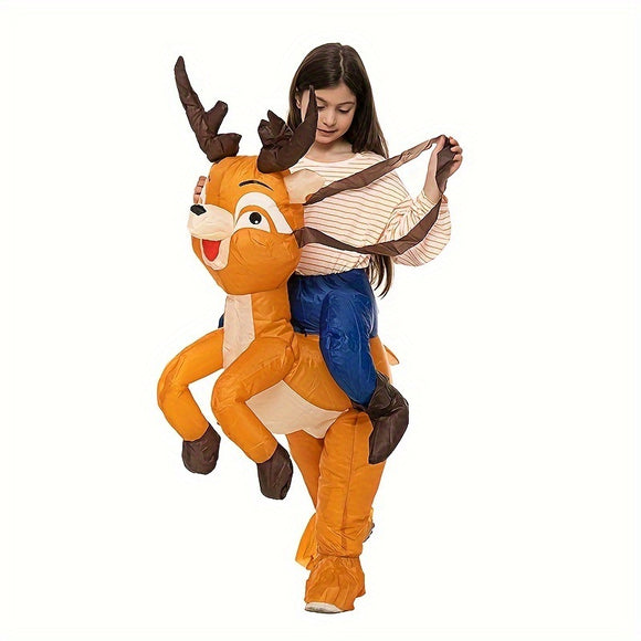 Boy & Girl Christmas Inflatable Costume Props, Cute Elk Design Cosplay Suite Party Decors