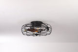 19 in. 4-Lights Indoor Black Wood Grain Industrial Metal Cage Enclosed Ceiling Fan and Light Kit, Remote