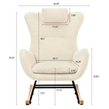 Rocking Chair - with rubber leg and cashmere fabric, suitable for living room and bedroom