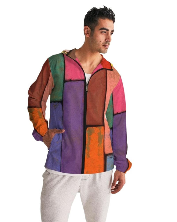 Mens Hooded Windbreaker - Rainbow Casual/sports Water Resistant Jacket - Jl200x