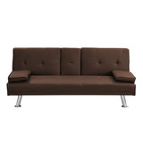 sofa bed with Armrest two holders WOOD FRAME, STAINLESS LEG, FUTON SOFA PVC