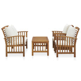 4 Piece Patio Lounge Set with Cushions Solid Acacia Wood