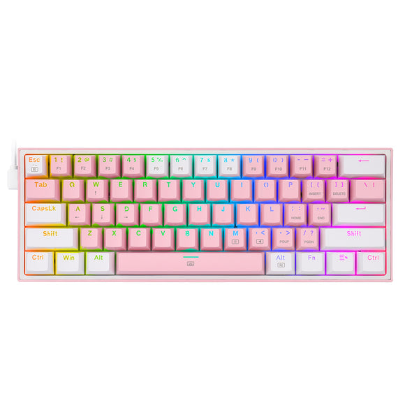 K617 RGB USB Mini Mechanical Gaming Keyboard Red Switch 61 Keys Wired detachable cable; portable for travel
