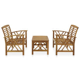 3 Piece Patio Lounge Set Solid Acacia Wood