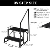 Hot Tub Steps Outdoor, 2 RV Steps with Handrail, Portable RV Stairs 3 Step, Heavy Duty Truck Camper Steps Ladders for Travel Trailers, 5th Wheel, Motor Home, Spa, and Porch