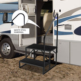 Hot Tub Steps Outdoor, 2 RV Steps with Handrail, Portable RV Stairs 3 Step, Heavy Duty Truck Camper Steps Ladders for Travel Trailers, 5th Wheel, Motor Home, Spa, and Porch