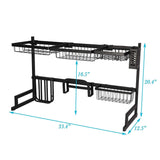 Bosonshop Over The Sink Dish Drying Rack Stainless Steel Kitchen Supplies Storage Shelf Drainer Organizer, 35" x 12.2" x 20.4"