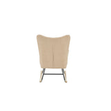 Rocking Chair Nursery, Solid Wood Legs Reading Chair with Teddy Fabirc Upholstered , Nap Armchair for Living Rooms, Bedrooms, Offices, Best Gift,Teddy fabric