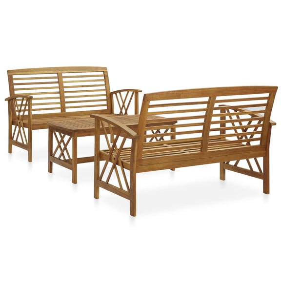 3 Piece Patio Lounge Set Solid Acacia Wood