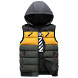 Mens Padded Vest Slim Fit Sleeveless Removable Cap Waistcoat
