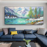 Hand Painted Oil Painting Snow mountain oil painting Large original oil painting Abstract art on canvas Living room oil painting Wall art nature home decor Art