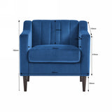 Modern Upholstered Tufted Accent Chair, Velvet Fabric Single Sofa Side Chair, Comfy Barrel Club Living Room Armchair with Solid Wood Legs for Bedroom Living Reading Room Office
