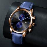 Men's Leather Calendar Luminous Quartz Watch