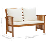 3 Piece Patio Lounge Set with Cushions Solid Acacia Wood