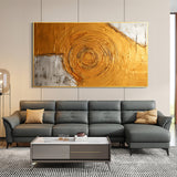 Hand Painted Oil Painting Minimalist Gold Circle Painting on Canvas Large Wall Art Original Abstract Art Golden Oil Painting Custom Painting Living Room Home Decor