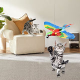 GARENT Flying Bird Cat Toy; Simulation Bird Interactive Cat Toy for Indoor Cats; Interactive Electric Hanging Flying Bird Toy for Cats Kitten Play Hunting Exercising Eliminating Boredom (Parrot)