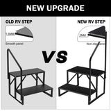 Hot Tub Steps Outdoor, 2 RV Steps with Handrail, Portable RV Stairs 3 Step, Heavy Duty Truck Camper Steps Ladders for Travel Trailers, 5th Wheel, Motor Home, Spa, and Porch