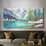 Hand Painted Oil Painting Snow mountain oil painting Large original oil painting Abstract art on canvas Living room oil painting Wall art nature home decor Art